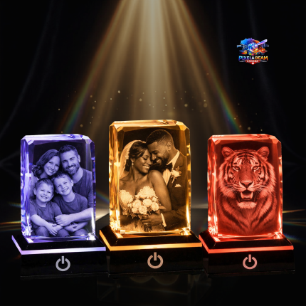 Custom 3D Crystal Rectangle 24-Facet Tall – Personalized Photo Crystal Gift